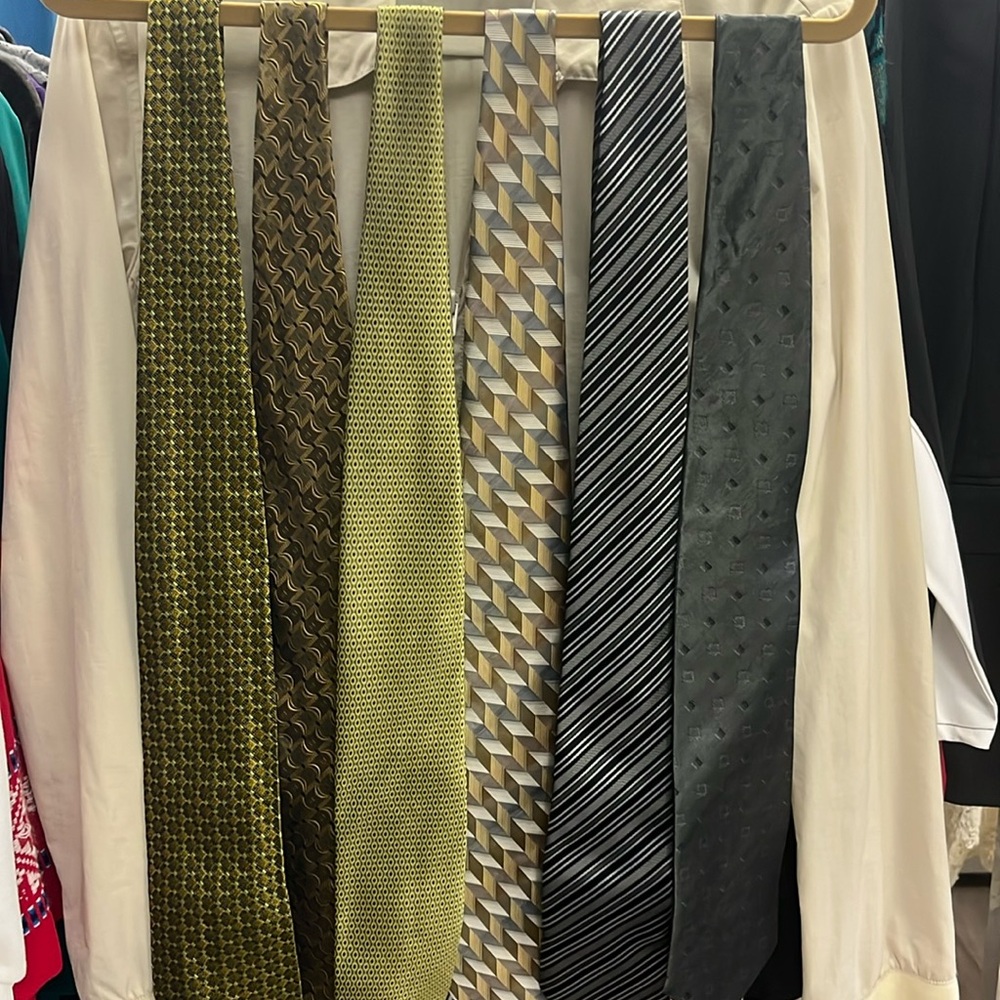 Men’s set of 6 ties olive gold grey